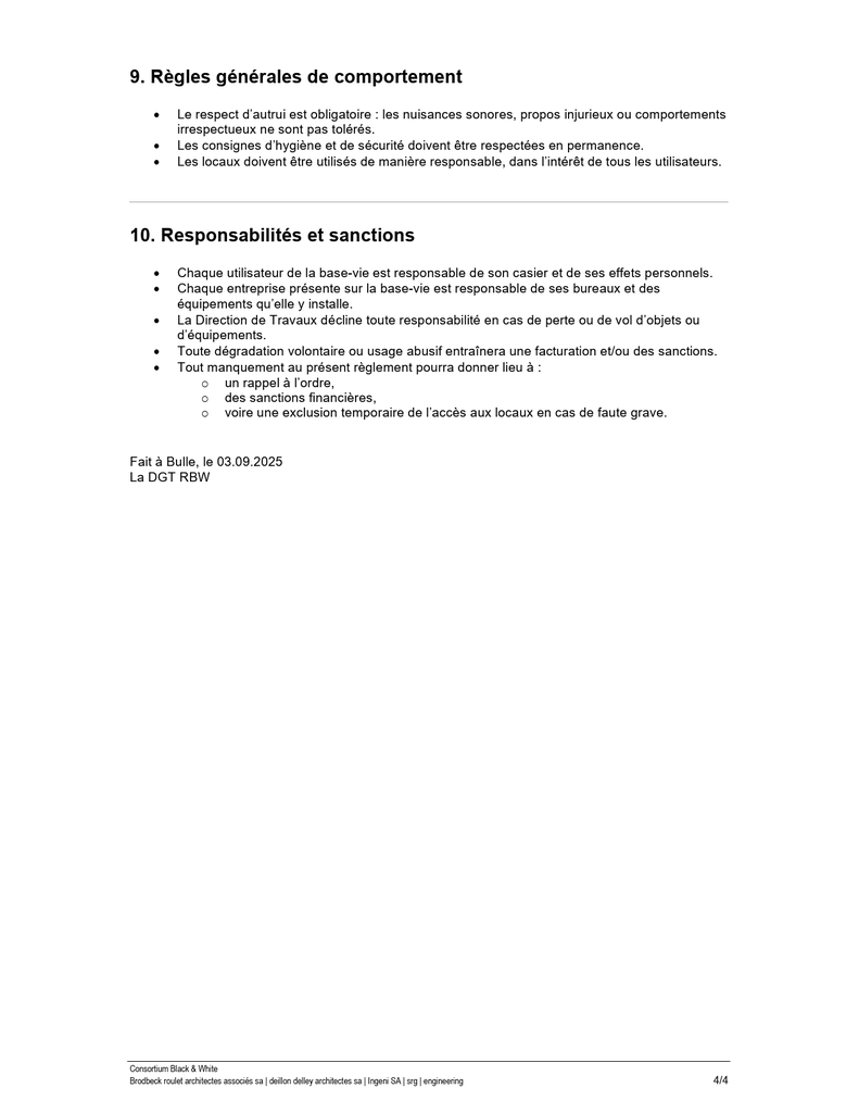 Réglement Base vie RBW - pt 4